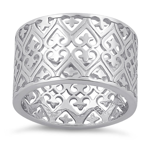 Sterling Silver Hearts Band Ring