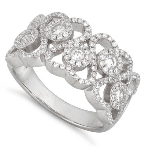 Sterling Silver Hearts Pave CZ Ring