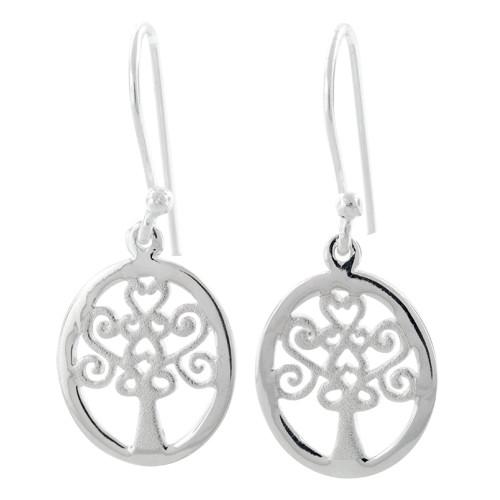 Sterling Silver Hearts Tree Hook Earrings