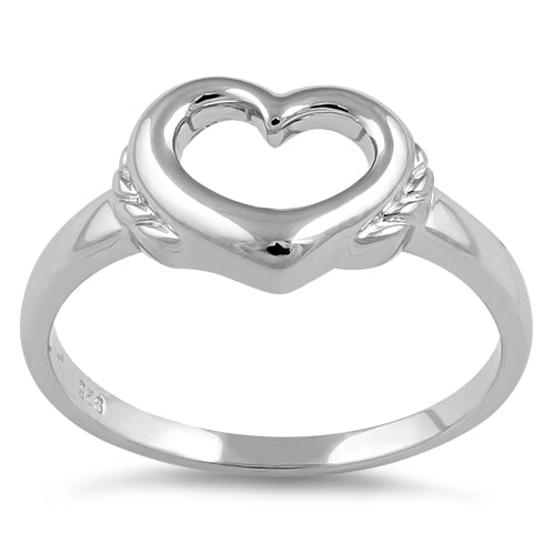 Sterling Silver High Polish Cut Heart Ring