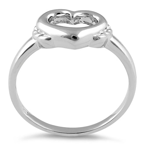 Sterling Silver High Polish Cut Heart Ring