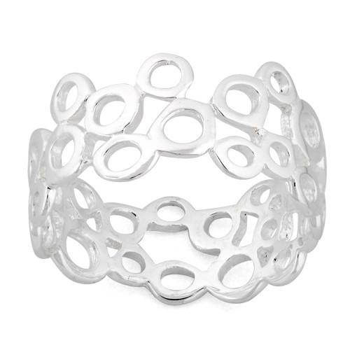 Sterling Silver Hollow Bubbles Wide Ring