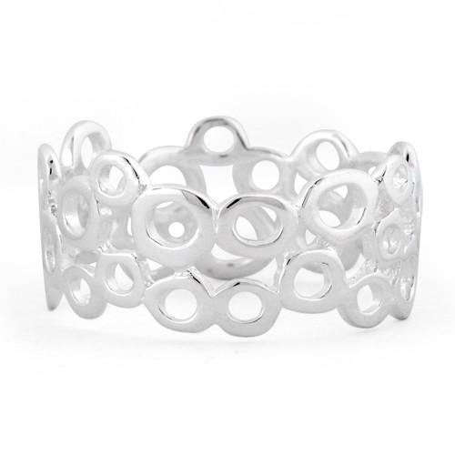 Sterling Silver Hollow Bubbles Wide Ring