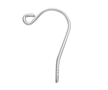 Sterling Silver Hook Earwire 20mm - QTY 10 - PACK OF 10