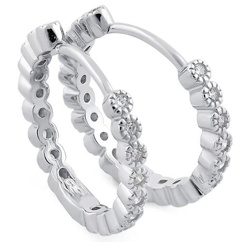 Sterling Silver Hoops Clear CZ Earrings