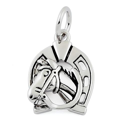 Sterling Silver Horse in Horse Shoe Pendant