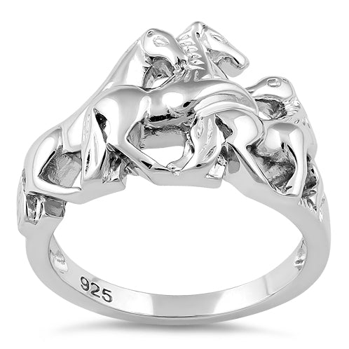 Sterling Silver Horses Ring