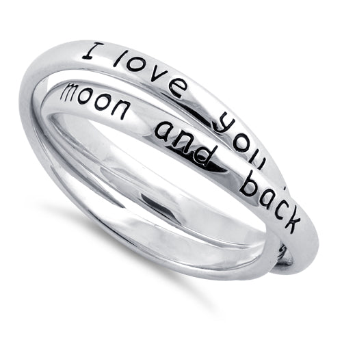 Sterling Silver "I love you to the moon and back" Linking Rings