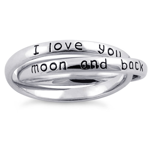Sterling Silver "I love you to the moon and back" Linking Rings