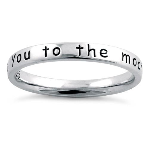 ANAZOZ Couple Promise Rings - Stainless Steel I Love You To The Moon And Back Matching Set With Free Engraving