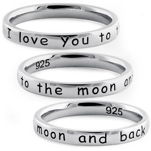 Sterling Silver "I Love You to the Moon and Back" Ring