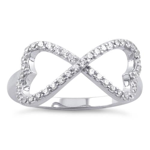 Sterling Silver Infinity Heart CZ Ring