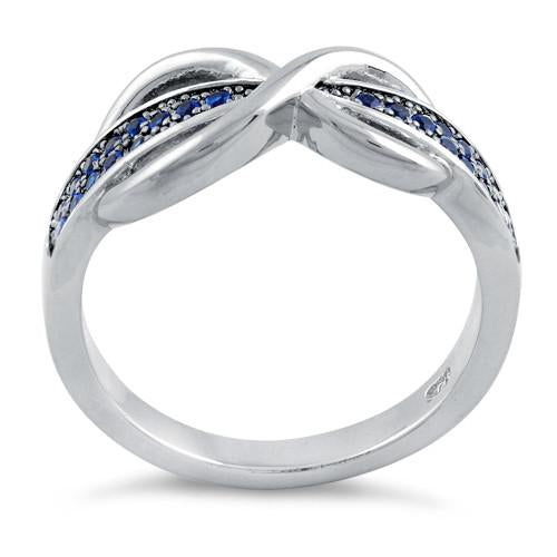 Sterling Silver Infinity Pave Blue CZ Ring