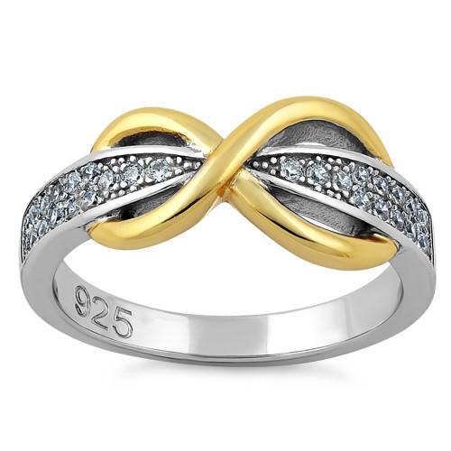 Sterling Silver Infinity Pave Two-Tone Clear CZ Ring