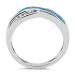 Sterling Silver Infinity Greek Pattern Lab Opal Ring