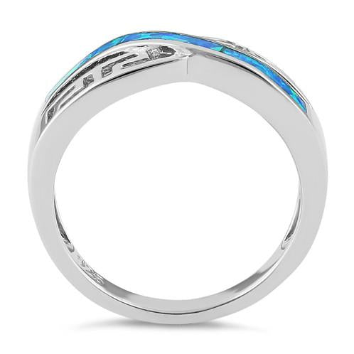 Sterling Silver Infinity Greek Pattern Lab Opal Ring