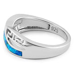 Sterling Silver Infinity Greek Pattern Lab Opal Ring