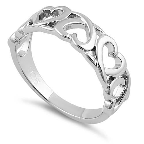 Sterling Silver Interwoven Hearts Ring