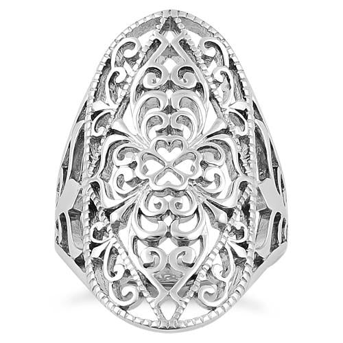 Sterling Silver Vines Shield Ring
