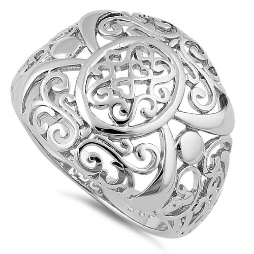 Sterling Silver intricate Hearts & Vines Ring