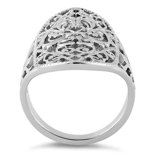 Sterling Silver Vines Shield Ring
