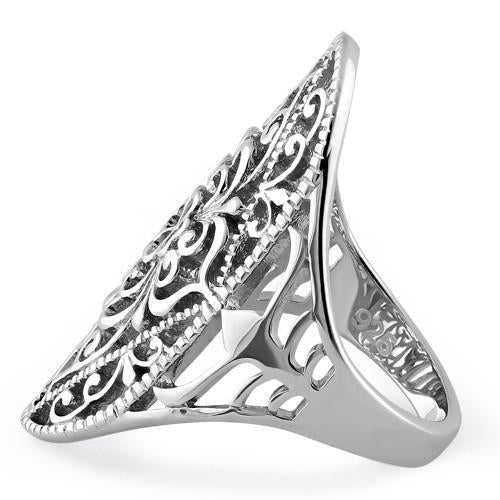 Sterling Silver Vines Shield Ring