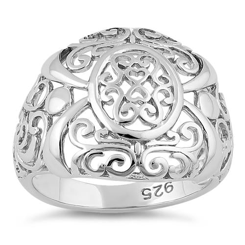 Sterling Silver intricate Hearts & Vines Ring