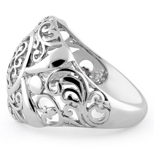 Sterling Silver intricate Hearts & Vines Ring