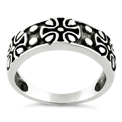 Sterling Silver Iron Cross Band Ring