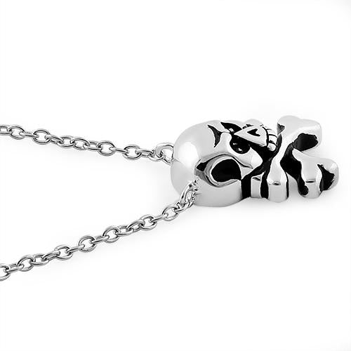 Sterling Silver Jolly Roger Skull Necklace