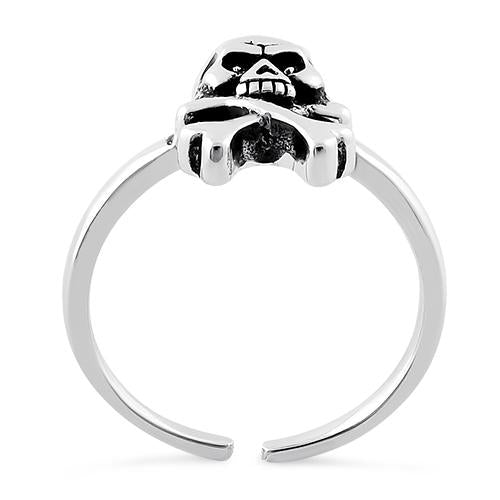 Sterling Silver Jolly Roger Skull Toe Ring