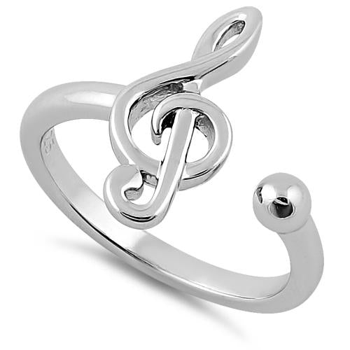 Sterling Silver Treble Clef Music Note Ring