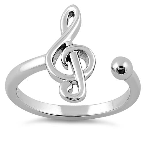 Sterling Silver Treble Clef Music Note Ring