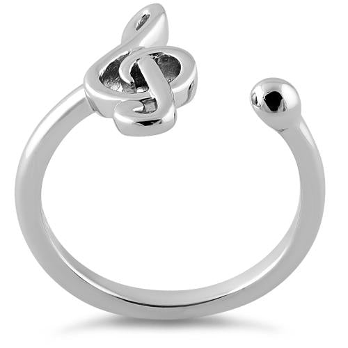 Sterling Silver Treble Clef Music Note Ring