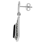 Sterling Silver Black Onyx Marcasite Earrings