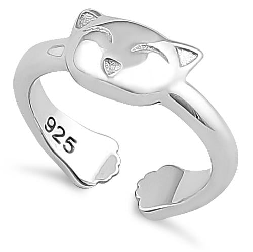 Sterling Silver Kitty Cat Toe Ring