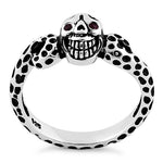 Sterling Silver Ladies Red Eyed Skull Ring