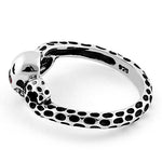 Sterling Silver Ladies Red Eyed Skull Ring