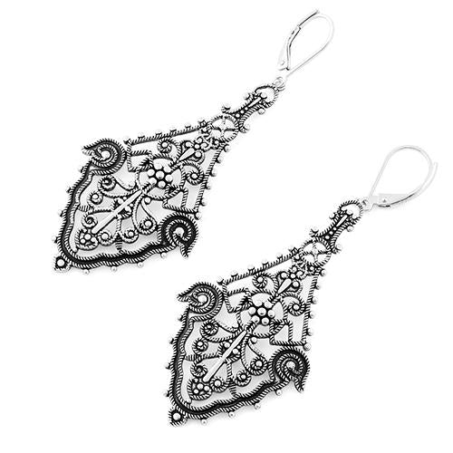 Sterling Silver Large Chandelier Dangle Earrings