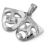 Sterling Silver Laughing Sad Mask Pendant