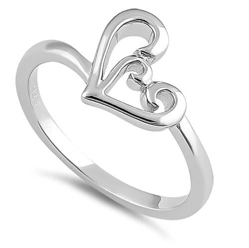Sterling Silver Lavish Curly Heart Ring