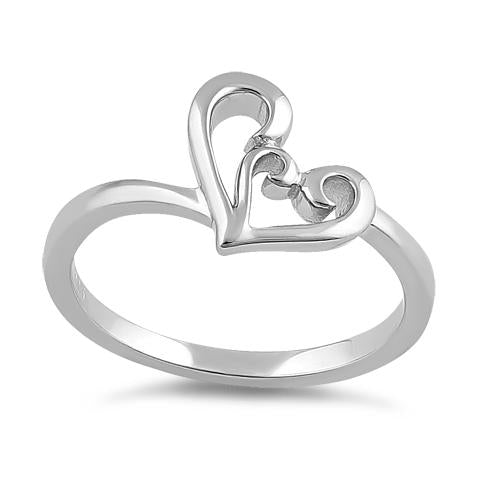 Sterling Silver Lavish Curly Heart Ring