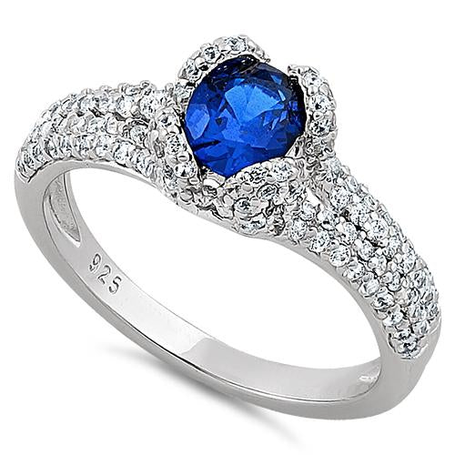 Sterling Silver Lavish Oval Blue CZ Ring