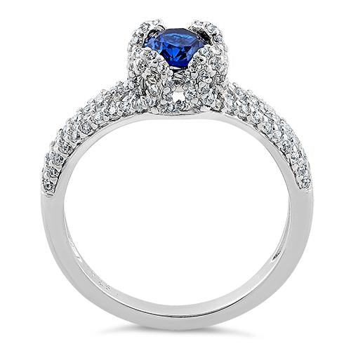 Sterling Silver Lavish Oval Blue CZ Ring