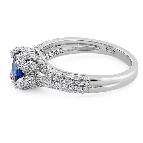 Sterling Silver Lavish Oval Blue CZ Ring