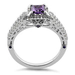 Sterling Silver Lavish Princess-Cut Purple CZ Ring