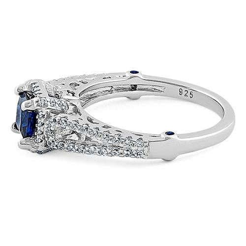 Sterling Silver Lavish Princess Cut Blue Spinel CZ Ring