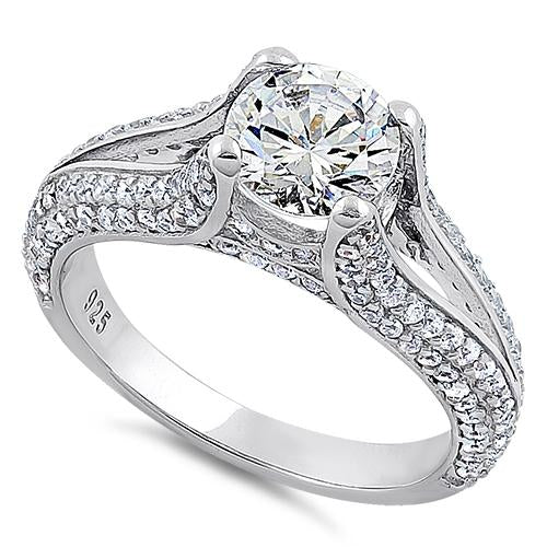 Sterling Silver Lavish Round Cut Clear CZ Ring