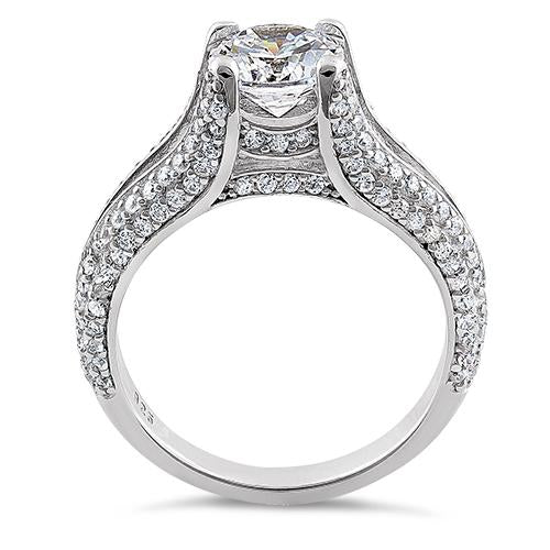 Sterling Silver Lavish Round Cut Clear CZ Ring