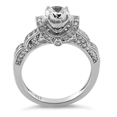 Sterling Silver Lavish Round Cut Clear CZ Ring